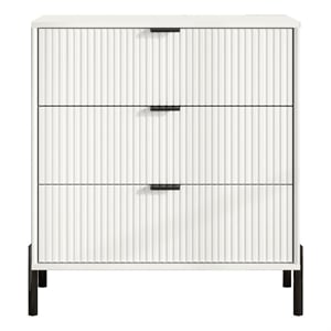 LIVILAND Modern 3-Drawer Nightstand Bedside Table End Table Furniture -Off White