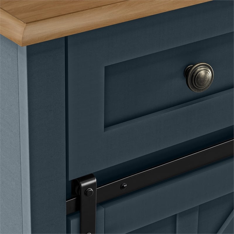 LIVILAND Rustic Chic Wine Cabinet with Glass Holder & Wine Rack - Haze Blue