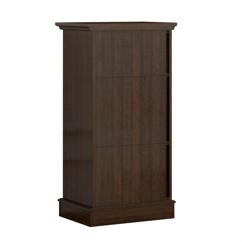 LIVILAND Wine Cabinet w/Metal Glass Holder & Lattice Rack in Dark Wood