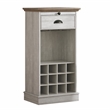 LIVILAND Wine Cabinet w/Metal Glass Holder & Lattice Rack - Saw Cut Off White