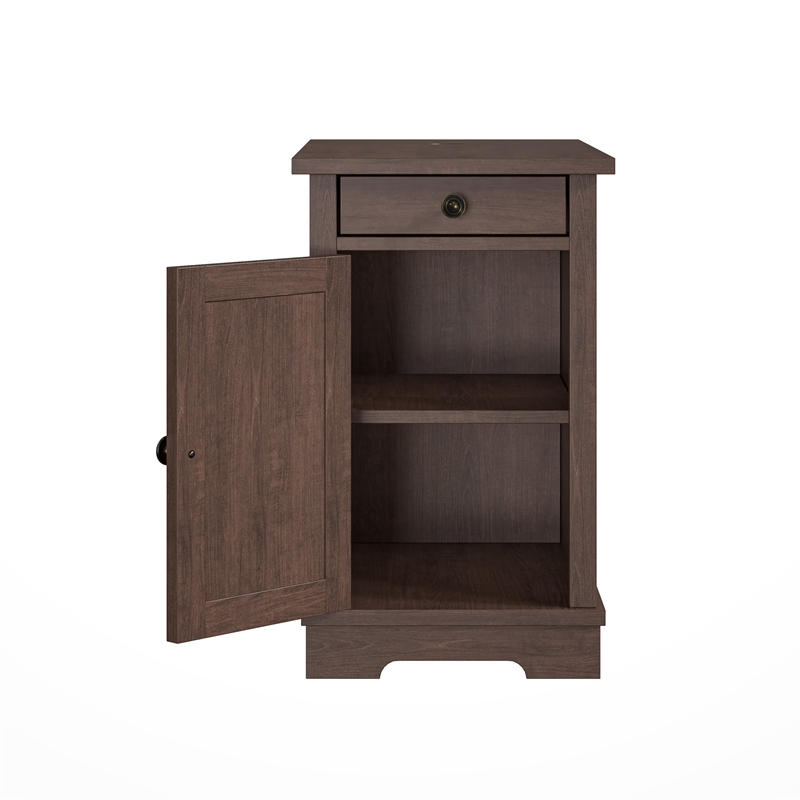 LIVILAND Classic Charging End Table with USB Ports & Storage in Brown