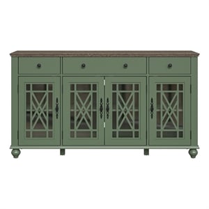 LIVILAND 63&quot Vintage Style Kitchen Buffet Sideboard Cabinet w/ Drawers - Green