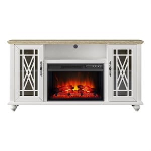 Elegant 61&quot TV Stand with Fireplace - White