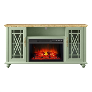 Elegant 61&quot TV Stand with Fireplace - Green