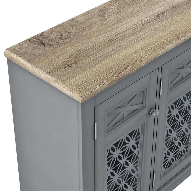 Versatile Buffet Cabinet with Glass Doors and Adjustable Shelves  Gray