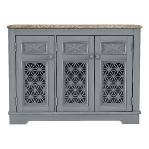 Versatile Buffet Cabinet with Glass Doors and Adjustable Shelves  Gray