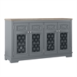 Farmhouse Buffet Cabinet with Glass Doors and Adjustable Shelves - Gray