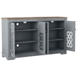 Farmhouse Buffet Cabinet with Glass Doors and Adjustable Shelves - Gray