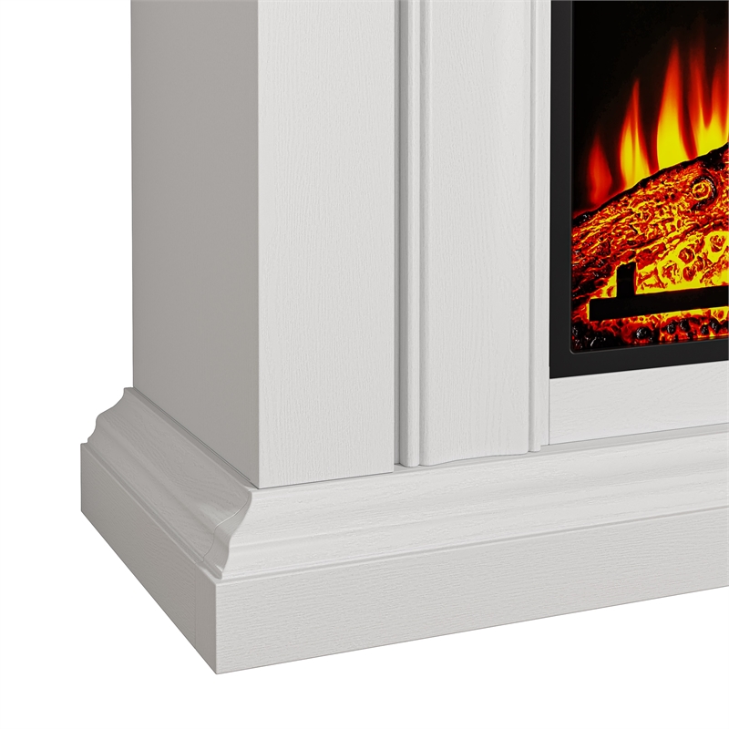 36-Inch Electric Fireplace with Mantel & Wood Finish -White