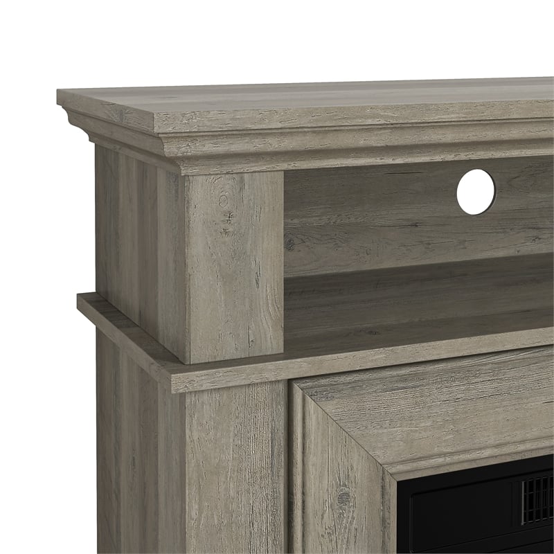 36-Inch Electric Fireplace with Mantel & Wood Finish - Wood Brown