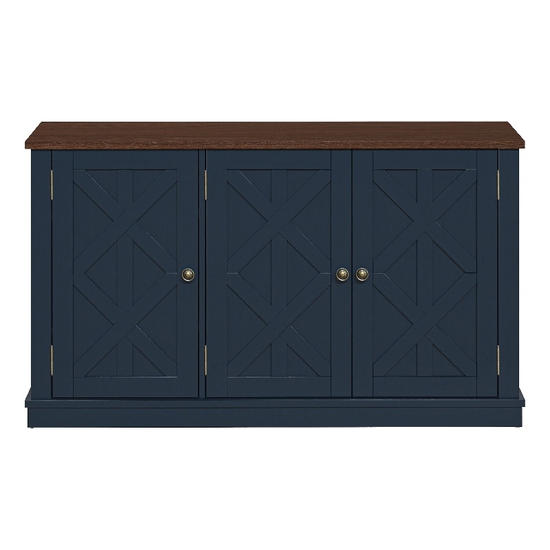 48 in. Rustic Natural Wood TV Stand - Up to 55 in. TVs - Navy