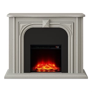47.5&quot Wide Freestanding Fireplace with Realistic LED Flames - Grey