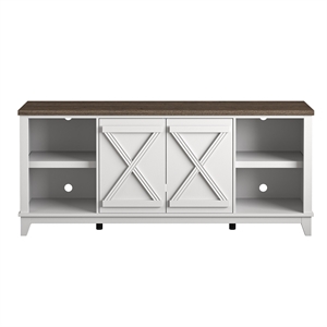 70&quot TV Stand w/ Patterned Doors & Two-Tone Finish Fits TVs up to 75&quot - White
