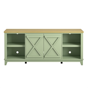 70&quot TV Stand w/ Patterned Doors & Two-Tone Finish Fit TV up to 75&quot - Pesto Green