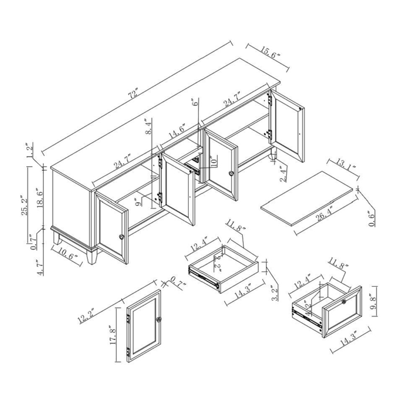 LIVILAND Farmhouse TV Stand for TVs up to 75