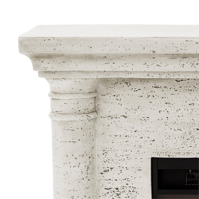 LIVILIAND 44.5 in. Freestanding Electric Fireplace - Ivory Travertine