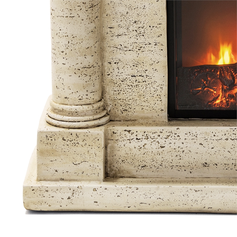 LIVILIAND 44.5 in. Freestanding Electric Fireplace - Sahara Travertine