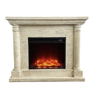 LIVILIAND 44.5 in. Freestanding Electric Fireplace - Sahara Travertine