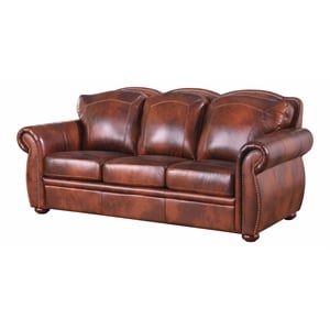 leather lusso rowan traditional genuine leather sofa in marco brown