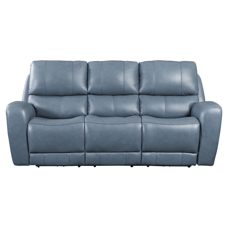 Leather Lusso Jupiter Modern Genuine Leather & Hardwood Sofa in Blue