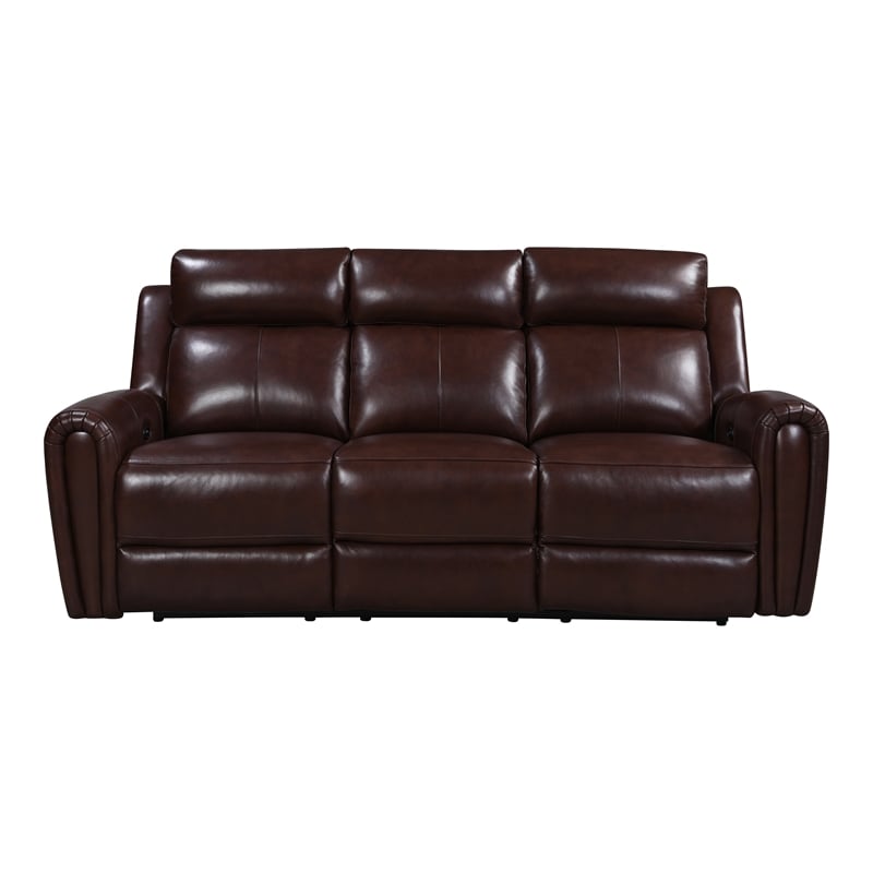 Leather Lusso Kona Modern Genuine Leather & Hardwood Sofa in Brown