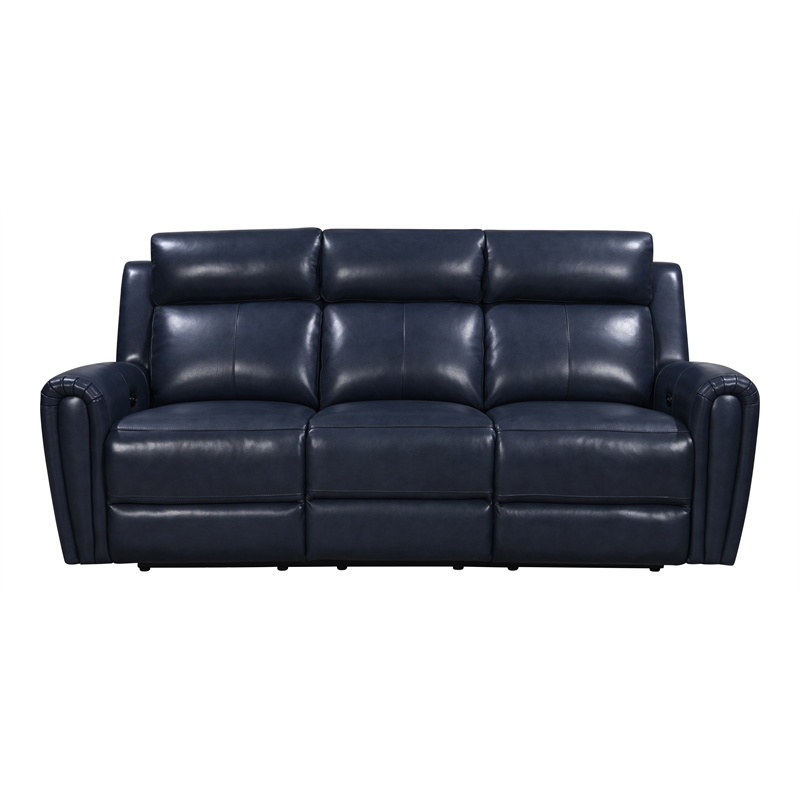Leather Lusso Kona Modern Genuine Leather & Hardwood Sofa in Blue