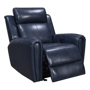 leather lusso kona modern genuine leather & hardwood recliner chair in blue