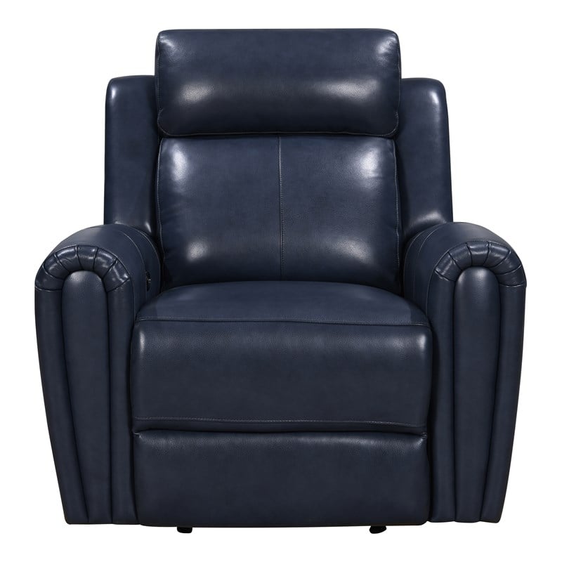 Leather Lusso Kona Modern Genuine Leather & Hardwood Recliner Chair in Blue