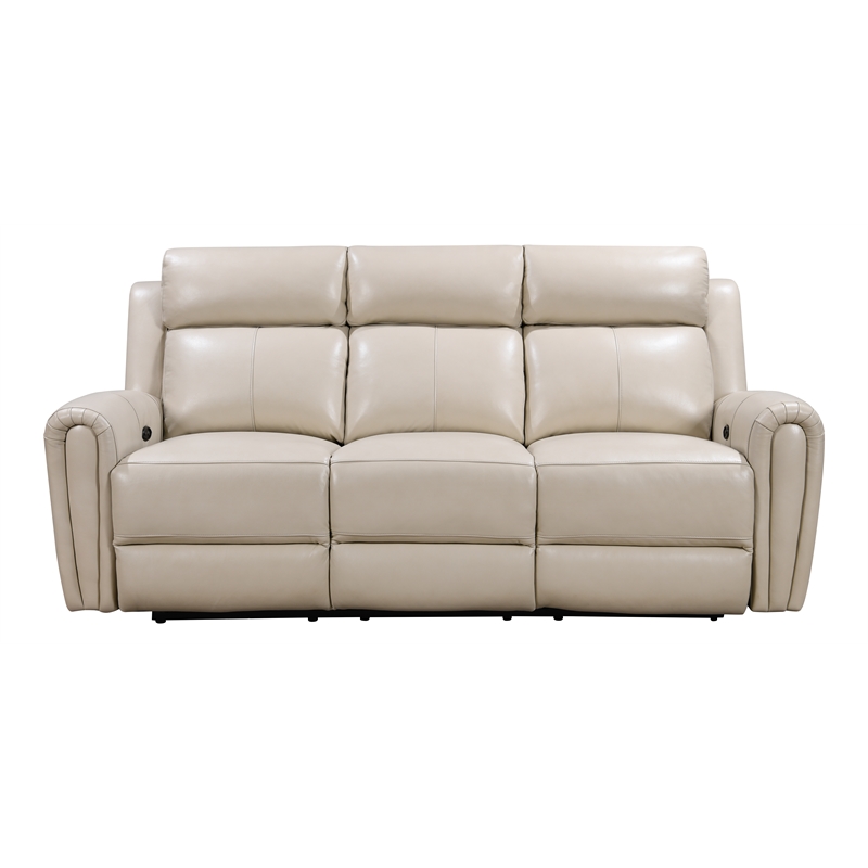 Leather Lusso Kona Modern Genuine Leather & Hardwood Sofa in Cream