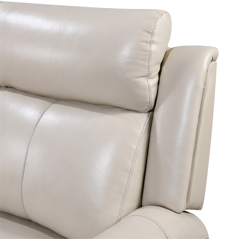 Leather Lusso Kona Modern Genuine Leather & Hardwood Sofa in Cream