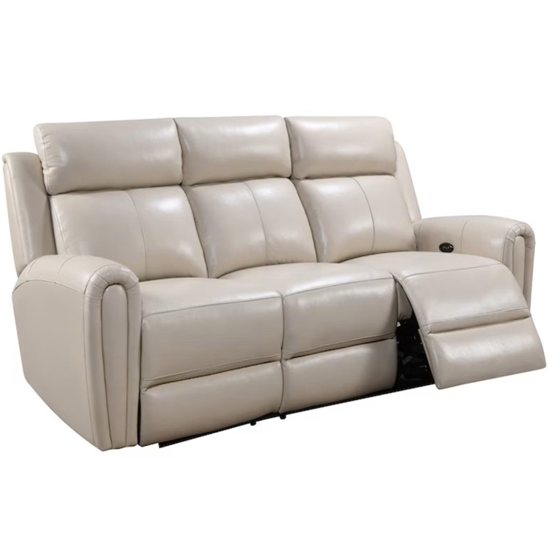Leather Lusso Kona Modern Genuine Leather & Hardwood Sofa in Cream