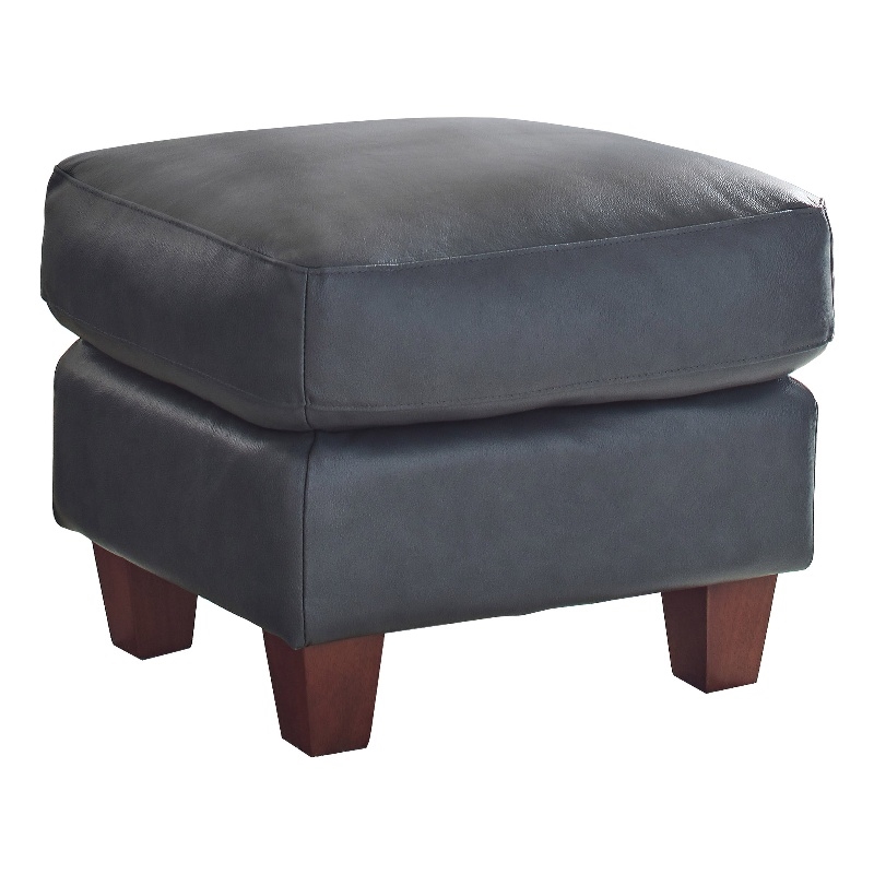Leather Lusso Bayliss Contemporary Genuine Leather Ottoman in Taupe Gray