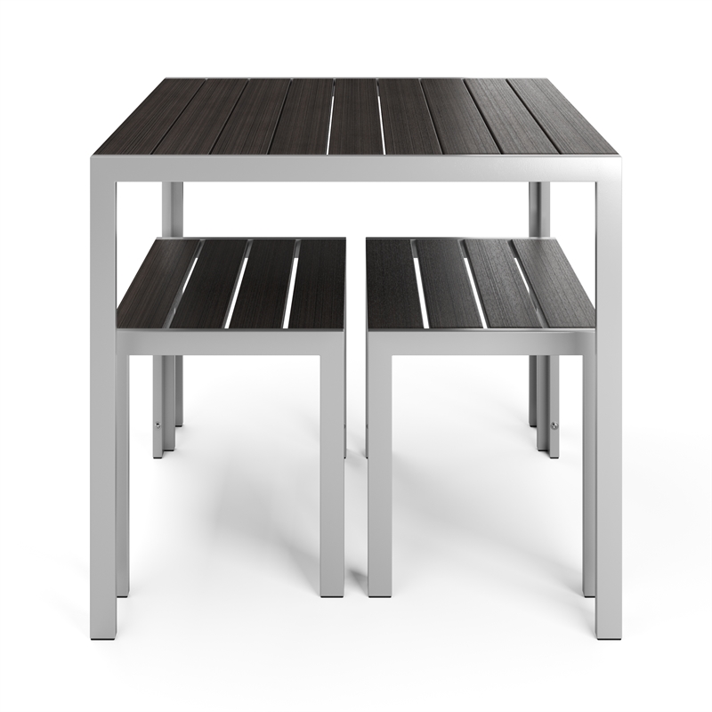 Flats & Castles Luca 3-Piece Modern Aluminum Outdoor Bistro Set in Silver
