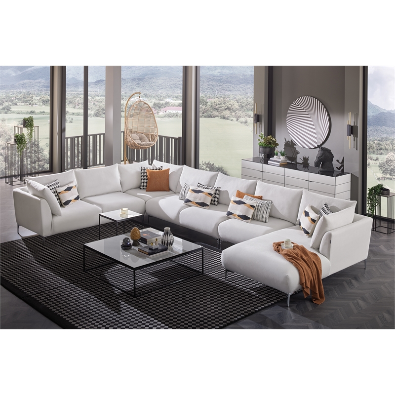 sofa 美品★ 89-Inch Apartment Sofa with 4 Pillows, White Modern 3-Seater