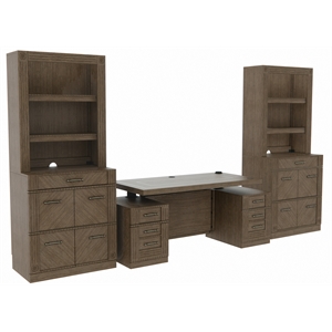 roomandloft imperial sit-stand storage desk with two file drawer bookcases