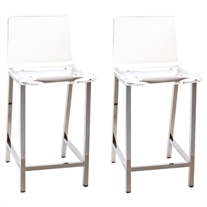 Fox Hill Trading Pure Decor 24&quot Acrylic Metal Counter Stools in Clear (Set of 2)