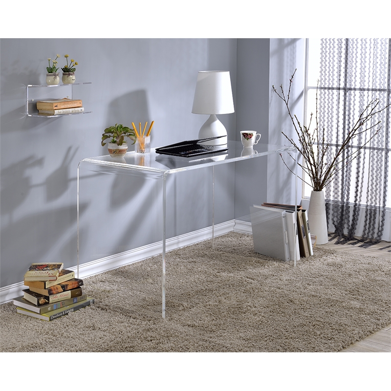 Fox Hill Trading Pure Decor Contemporary Lucite and Acrylic Desk in Clear