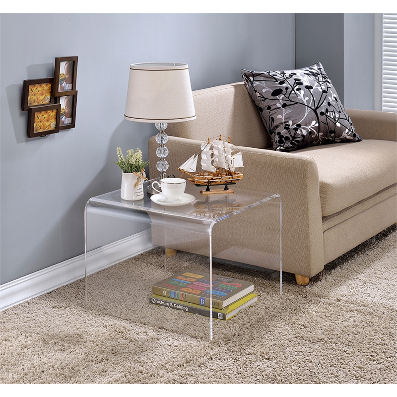 Fox Hill Trading Pure Decor Lucite and Acrylic Single End Table in Clear