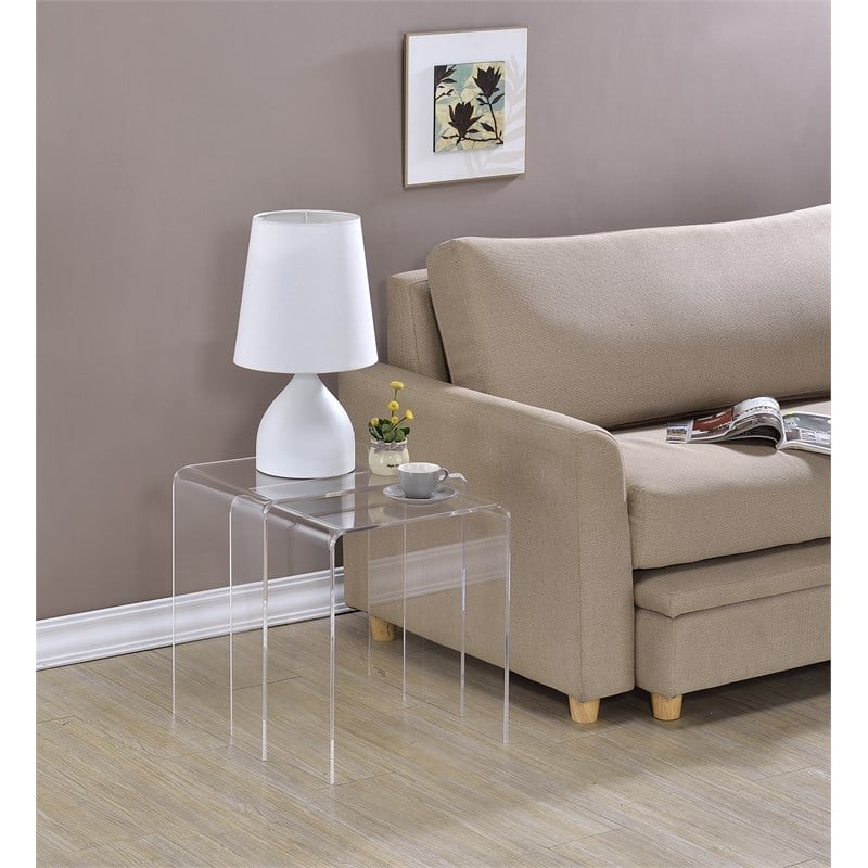 Fox Hill Trading Pure Decor Lucite and Acrylic Nesting Tables - Clear (Set of 2)