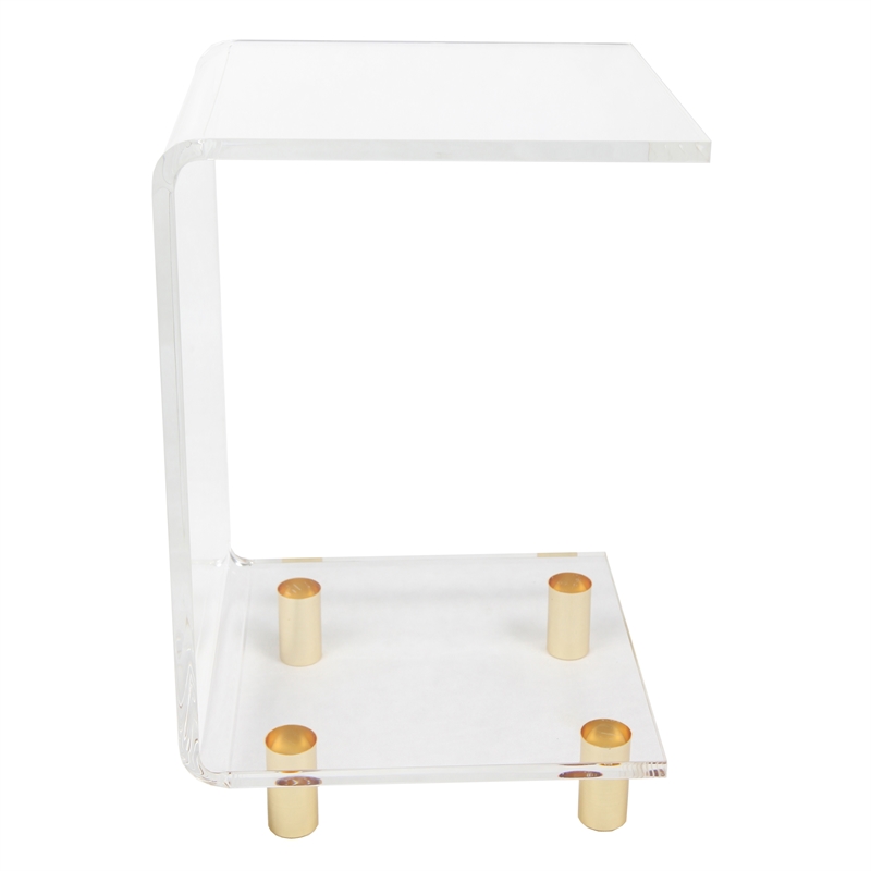 Fox Hill Trading Pure Decor C Shape Lucite and Acrylic Accent Table in Clear