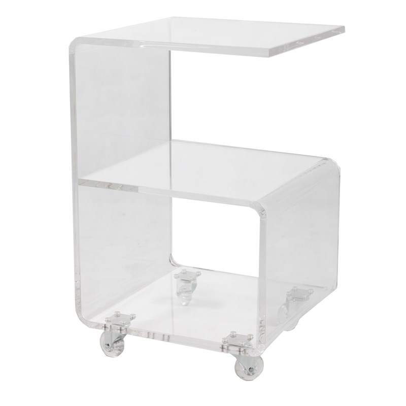 Fox Hill Trading Pure Decor G Shape Lucite and Acrylic Accent Table in Clear