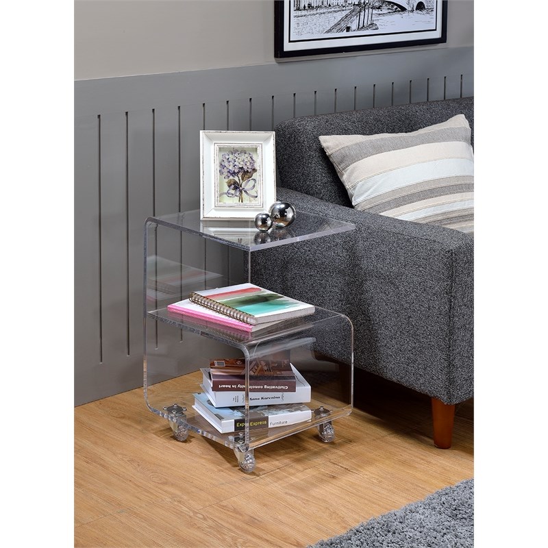 Fox Hill Trading Pure Decor G Shape Lucite and Acrylic Accent Table in Clear