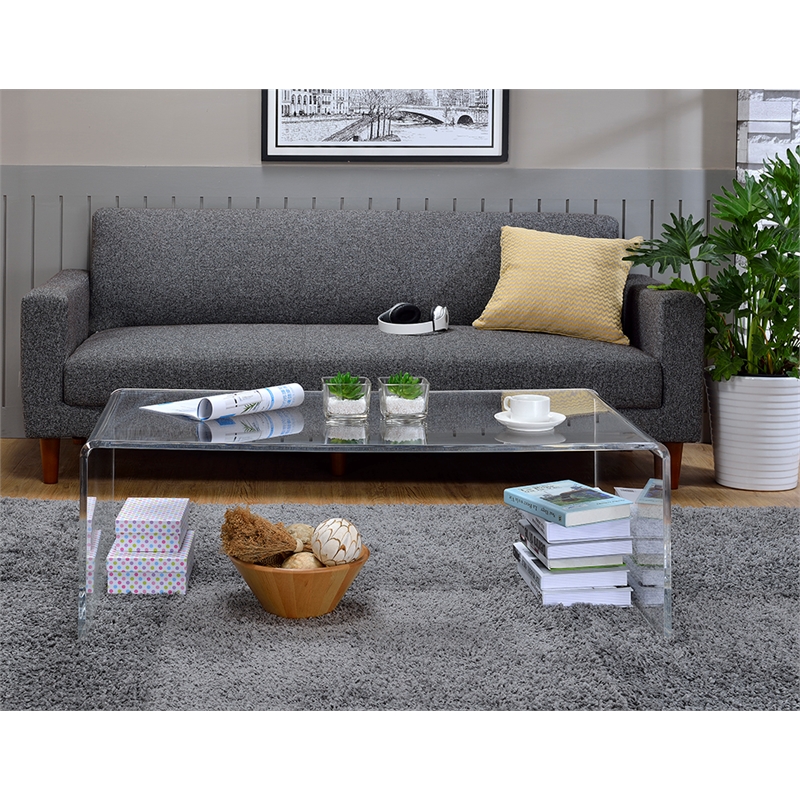 Fox Hill Trading Pure Decor Lucite and Acrylic Tall Coffee Table in Clear