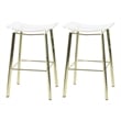 Fox Hill Trading Pure Decor 24&quot Metal Barstools in Clear/Gold (Set of 2)