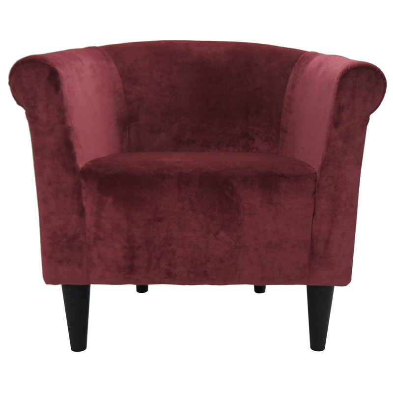 Fox Hill Trading Marlee Traditional Fabric Club Chair in Burgundy Red
