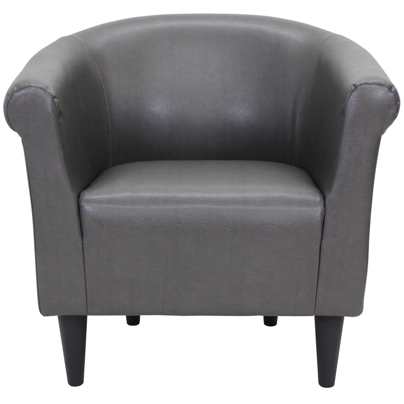 Fox Hill Trading Marlee Traditional Faux Leather Club Chair in Slate Gray