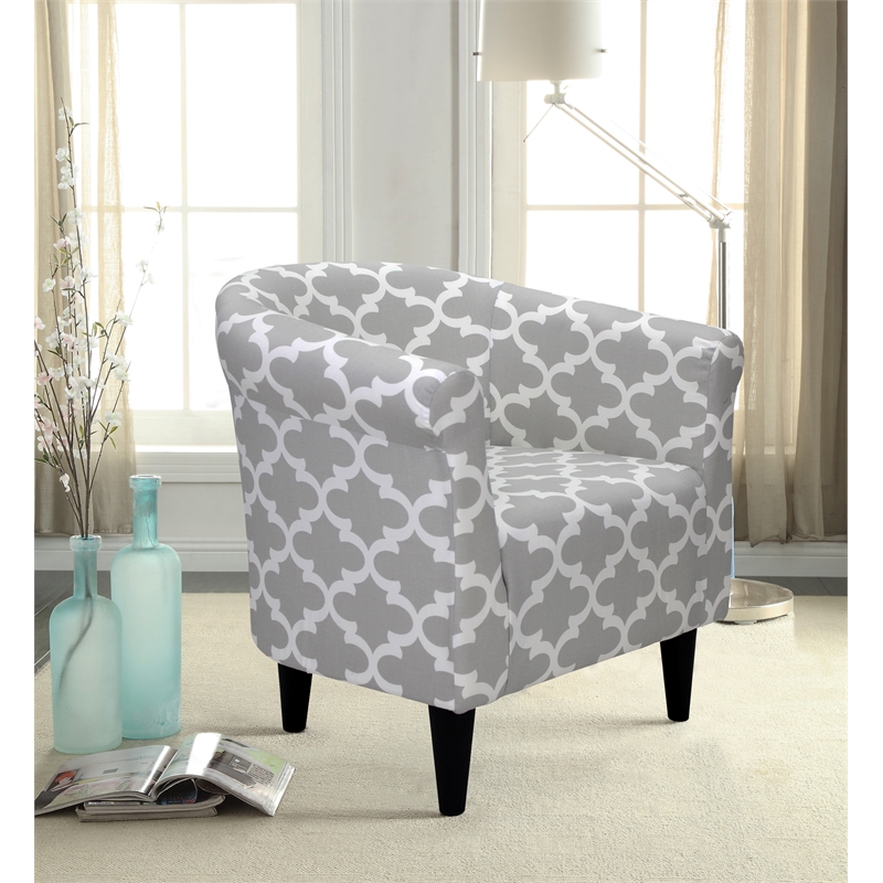 Fox Hill Trading Marlee Traditional Fabric & EPS Club Chair in Gray/White