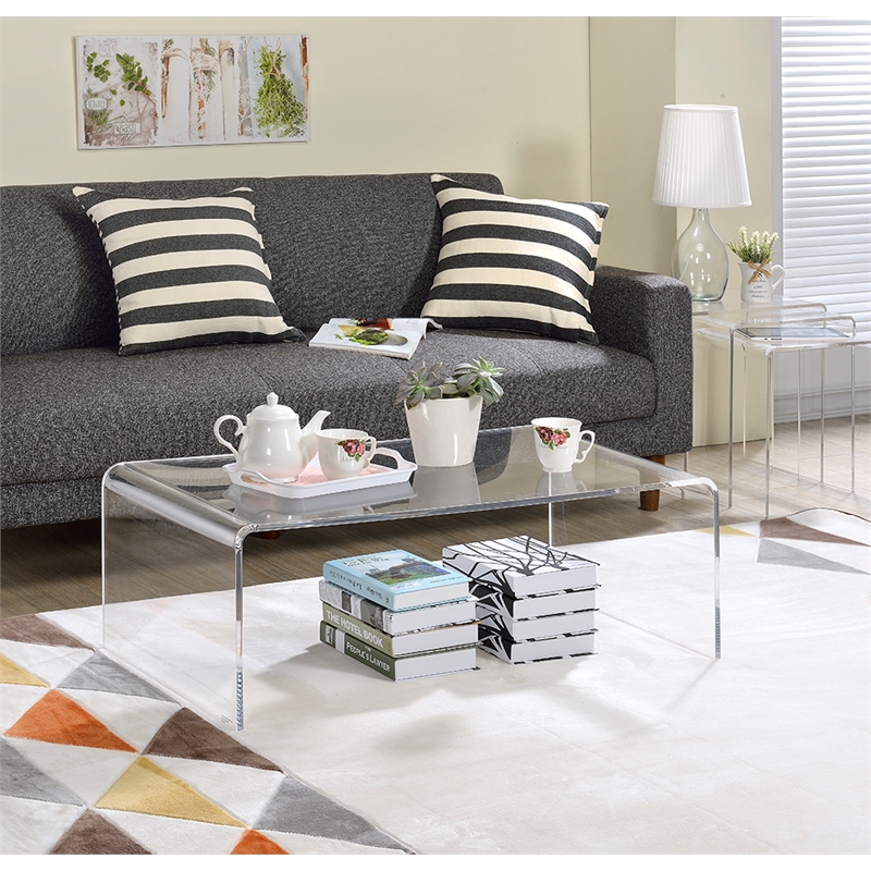 Fox Hill Trading Pure Decor Lucite and Acrylic  Coffee Table in Clear
