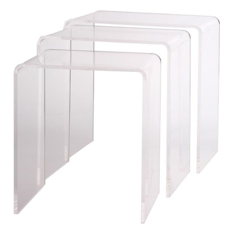 Fox Hill Trading Pure Decor Lucite and Acrylic Nesting Tables - Clear (Set of 3)