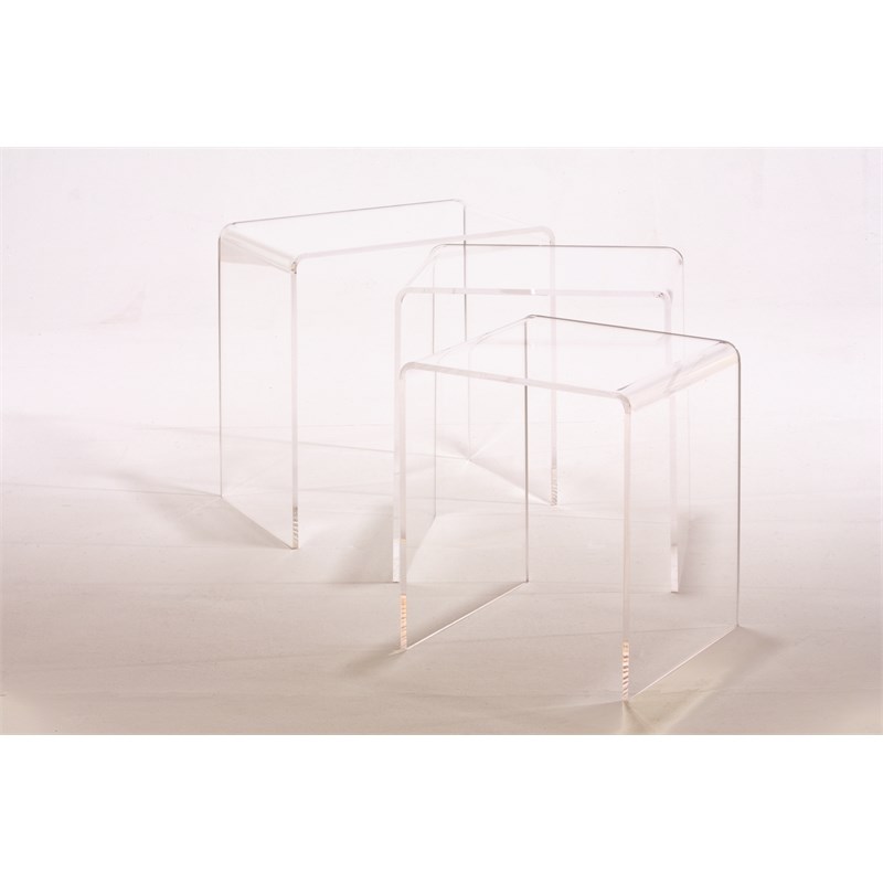 Fox Hill Trading Pure Decor Lucite and Acrylic Nesting Tables - Clear (Set of 3)